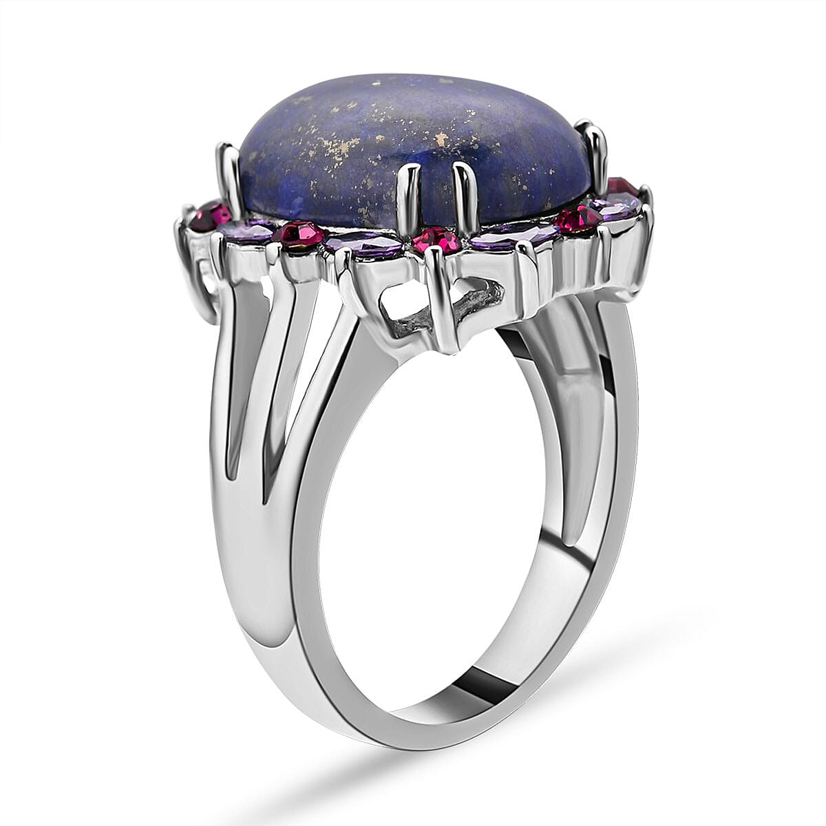 Lapis Lazuli 13.00 ctw Ring in Stainless Steel (Size 5.5)