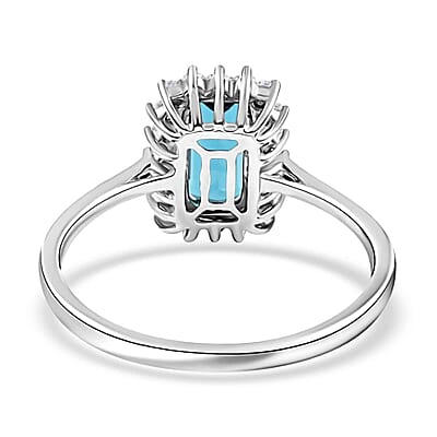 Certified & Appraised Rhapsody AAAA Monte Belo Indicolite and E-F VS Diamond 1.50 ctw Halo Ring in 950 Platinum (Size 10.0) 4.50 Grams