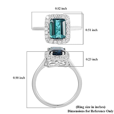 Certified & Appraised Rhapsody AAAA Monte Belo Indicolite and E-F VS Diamond 1.20 ctw Halo Ring in 950 Platinum (Size 7.0) 4.75 Grams