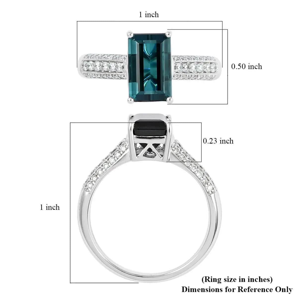 Certified & Appraised RHAPSODY 950 Platinum AAAA Monte Belo Indicolite and E-F VS Diamond Ring (Size 10.0) 7.15 Grams 3.70 ctw image number 5