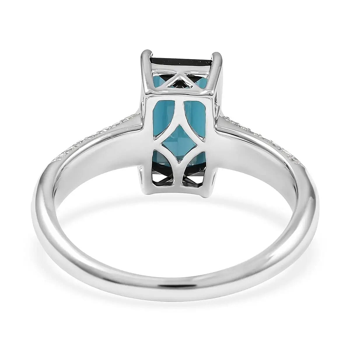 Certified Rhapsody 950 Platinum AAAA Monte Belo Indicolite and E-F VS Diamond Ring (Size 9.0) 7.15 Grams 3.70 ctw image number 4