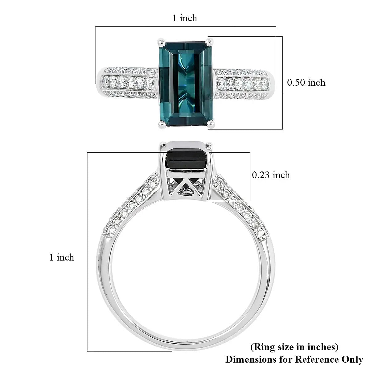 Certified Rhapsody 950 Platinum AAAA Monte Belo Indicolite and E-F VS Diamond Ring (Size 9.0) 7.15 Grams 3.70 ctw image number 5
