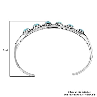 Santa Fe Style Kingman Turquoise Cuff Bracelet,  Sterling Silver Bracelet, Turquoise Jewelry For Her, Gifts For Her (6.50 In) 8.00 ctw
