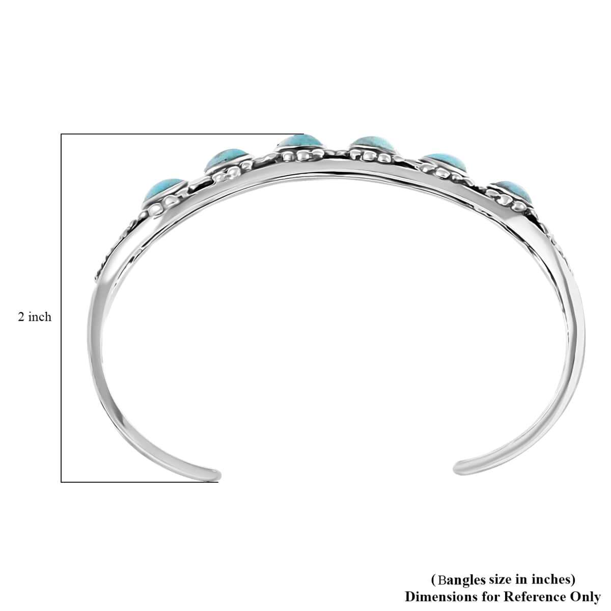 SANTA FE Style Kingman Turquoise Cuff Bracelet in Sterling Silver (6.50 In) 26 Grams 8.00 ctw image number 2
