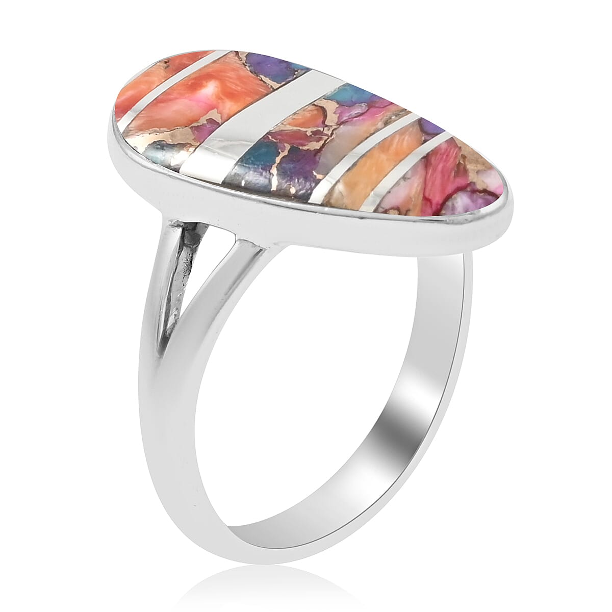 SANTA FE Style Kingman Turquoise Free Shaped Ring in Sterling Silver 3.85 ctw image number 3