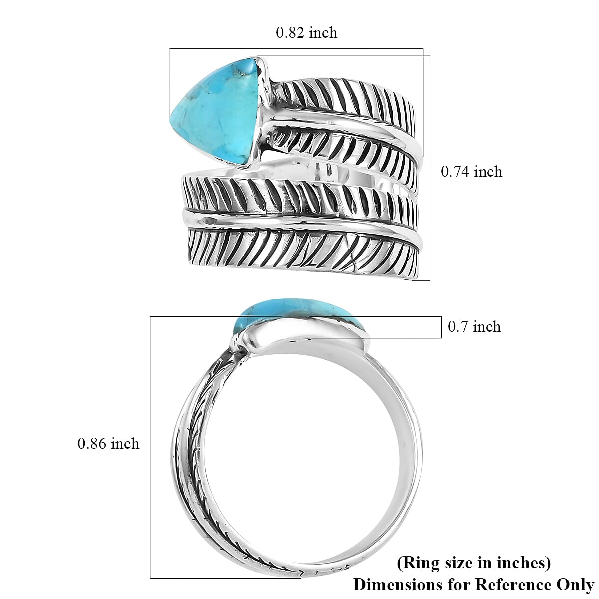 Santa Fe Style Kingman Turquoise Ring in Sterling Silver (Size 10.0) 0.50 ctw