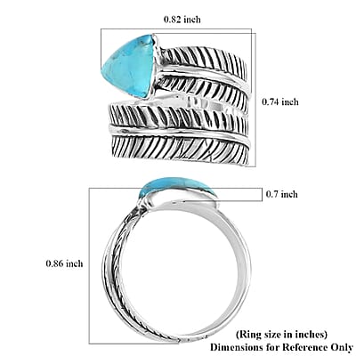 Santa Fe Style Kingman Turquoise Ring in Sterling Silver (Size 10.0) 0.50 ctw