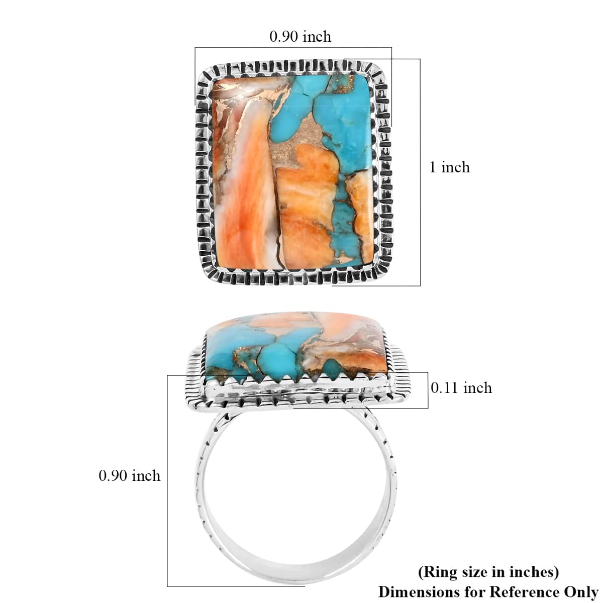 SANTA FE Style Kingman Turquoise Statement Ring in Sterling Silver 9.40 Grams 12.00 ctw image number 4