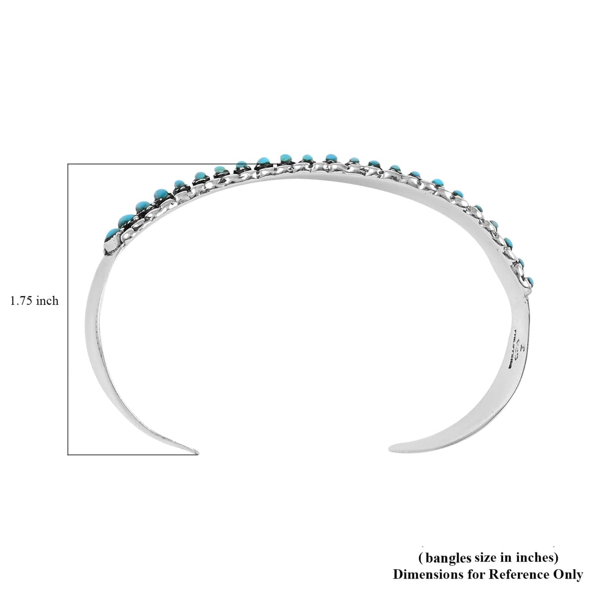 SANTA FE Style Kingman Turquoise Cuff Bracelet in Sterling Silver (6.00 In) 19.15 Grams 8.00 ctw image number 2