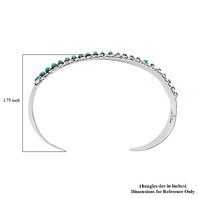 Santa Fe Style Kingman Turquoise Cuff Bracelet in Sterling Silver (6.00 In) 8.00 ctw