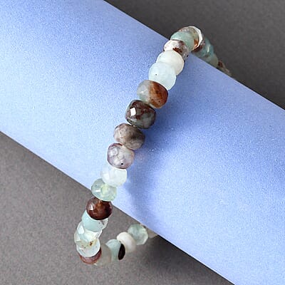 Natural Zimbaprase Beaded Bracelet, Zimbaprase Bracelet, Beads Bracelet, Sterling Silver Bracelet (7.25 In) 33.10 ctw