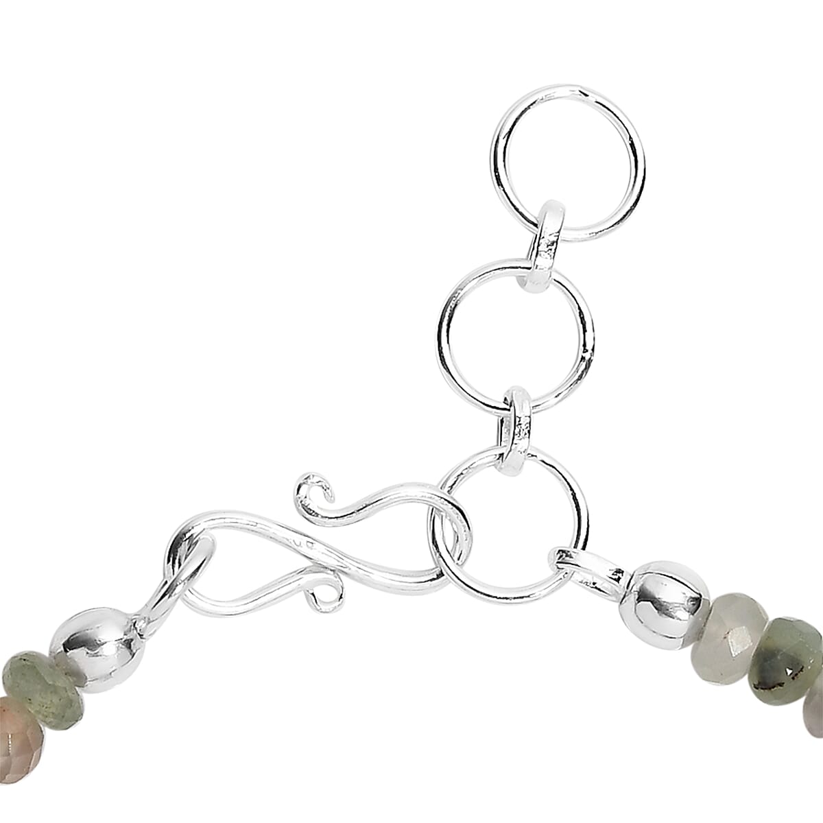 Natural Zimbaprase Beaded Bracelet, Zimbaprase Bracelet, Beads Bracelet, Sterling Silver Bracelet (7.25 In) 33.10 ctw image number 3
