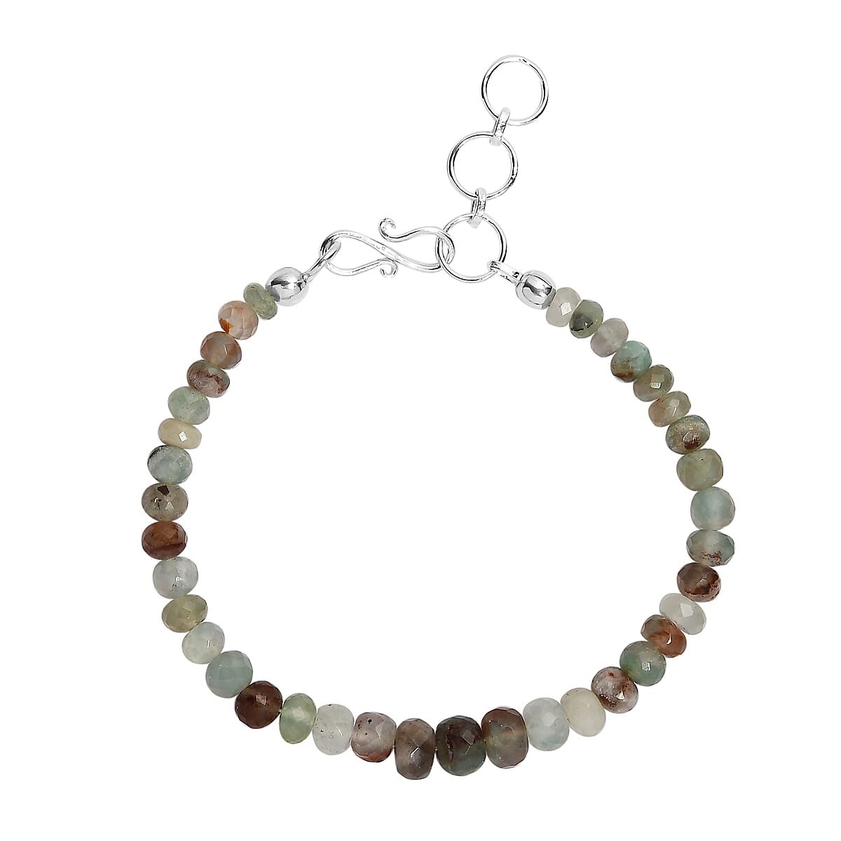 Natural Zimbaprase Beaded Bracelet, Zimbaprase Bracelet, Beads Bracelet, Sterling Silver Bracelet (7.25 In) 33.10 ctw image number 4