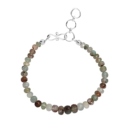 Natural Zimbaprase Beaded Bracelet, Zimbaprase Bracelet, Beads Bracelet, Sterling Silver Bracelet (7.25 In) 33.10 ctw