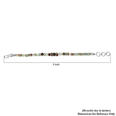 Natural Zimbaprase Beaded Bracelet, Zimbaprase Bracelet, Beads Bracelet, Sterling Silver Bracelet (7.25 In) 33.10 ctw