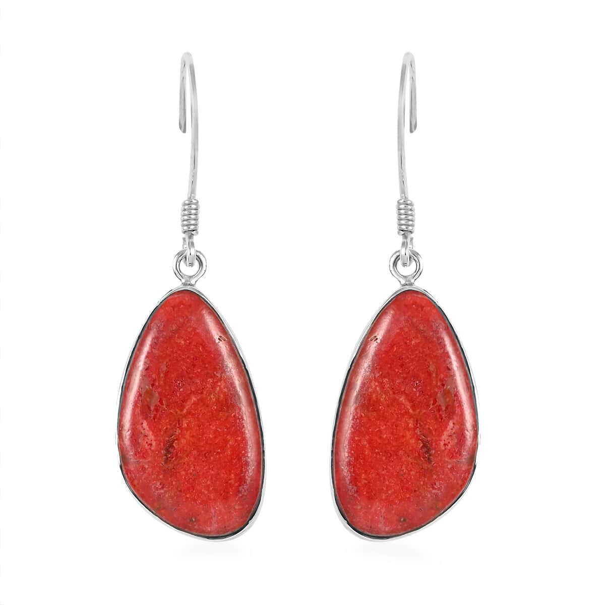 Santa Fe Style Coral Dangle Earrings in Sterling Silver image number 0