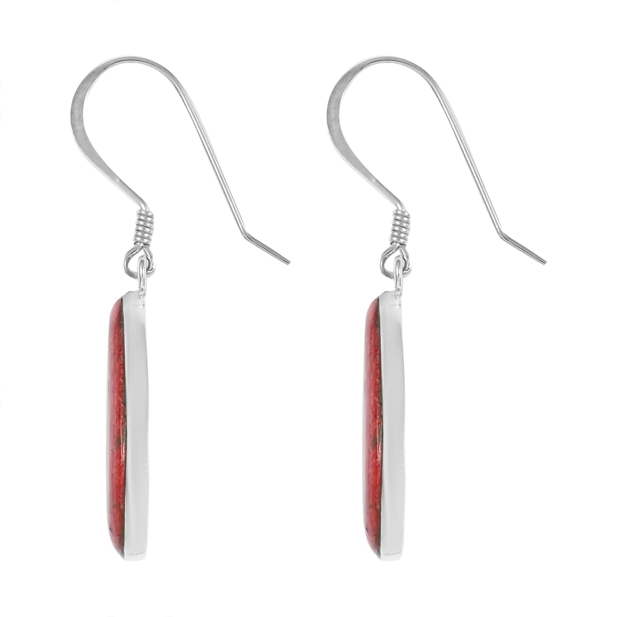 Santa Fe Style Coral Dangle Earrings in Sterling Silver image number 3