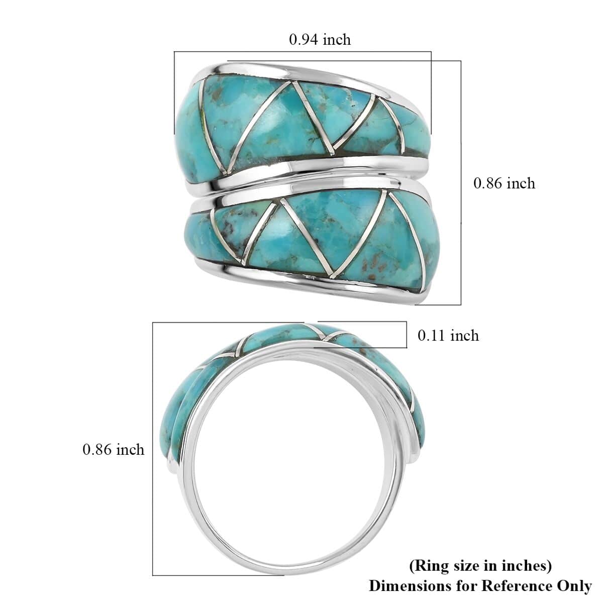 SANTA FE Style Kingman Turquoise Wrap Ring in Sterling Silver 3.85 ctw image number 4