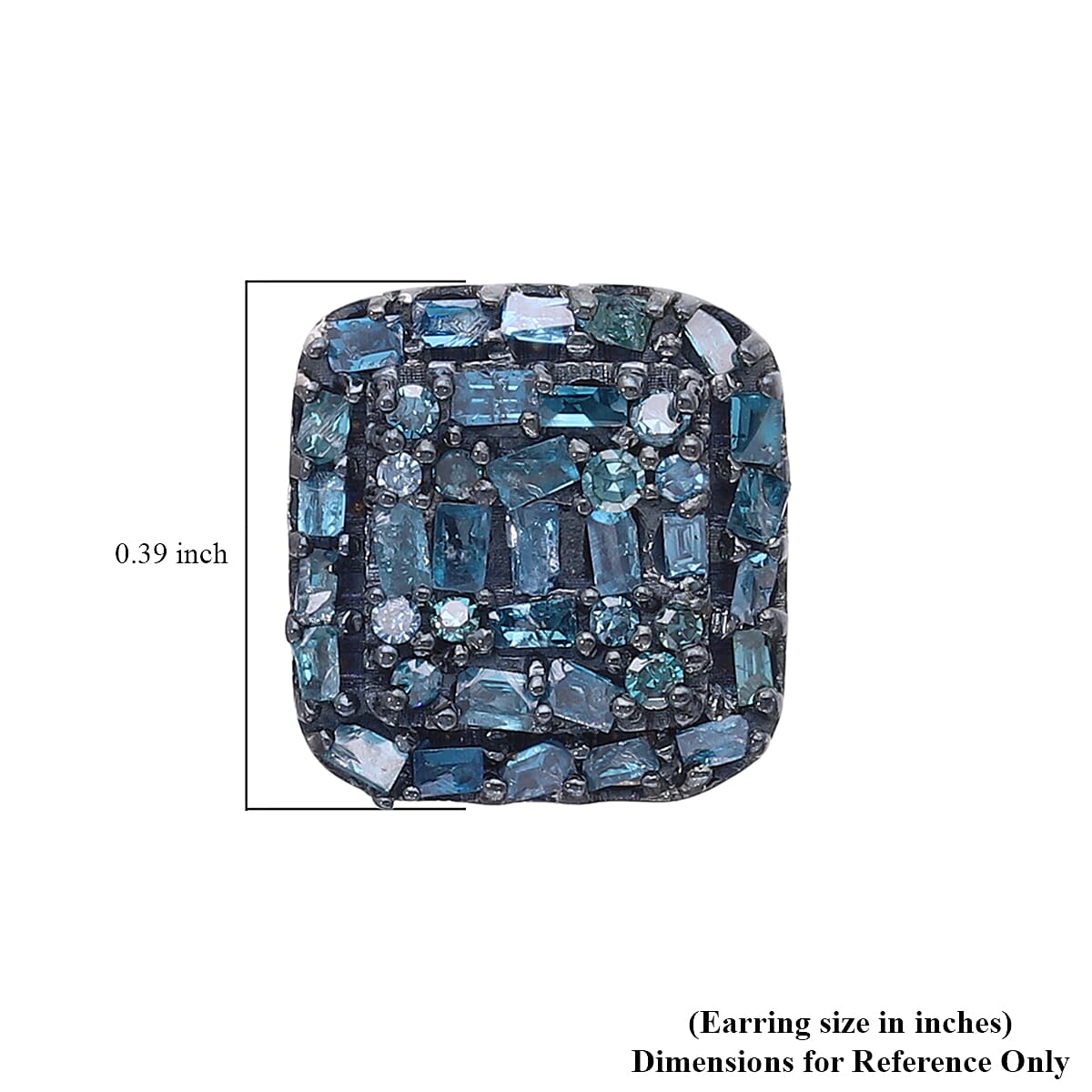 Blue Diamond Stud Earrings in Rhodium and Platinum Over Sterling Silver 0.50 ctw