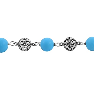 Bali Legacy Constituted Sleeping Beauty Turquoise Toggle Clasp Necklace 20-22 Inches in Sterling Silver 96.30 ctw