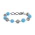 Bali Legacy Constituted Sleeping Beauty Turquoise Toggle Clasp Fleur De Lis Heart Bracelet in Sterling Silver (7.0-8.0In) 32.10 ctw image number 0