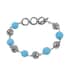 Bali Legacy Constituted Sleeping Beauty Turquoise Toggle Clasp Fleur De Lis Heart Bracelet in Sterling Silver (7.0-8.0In) 32.10 ctw image number 2