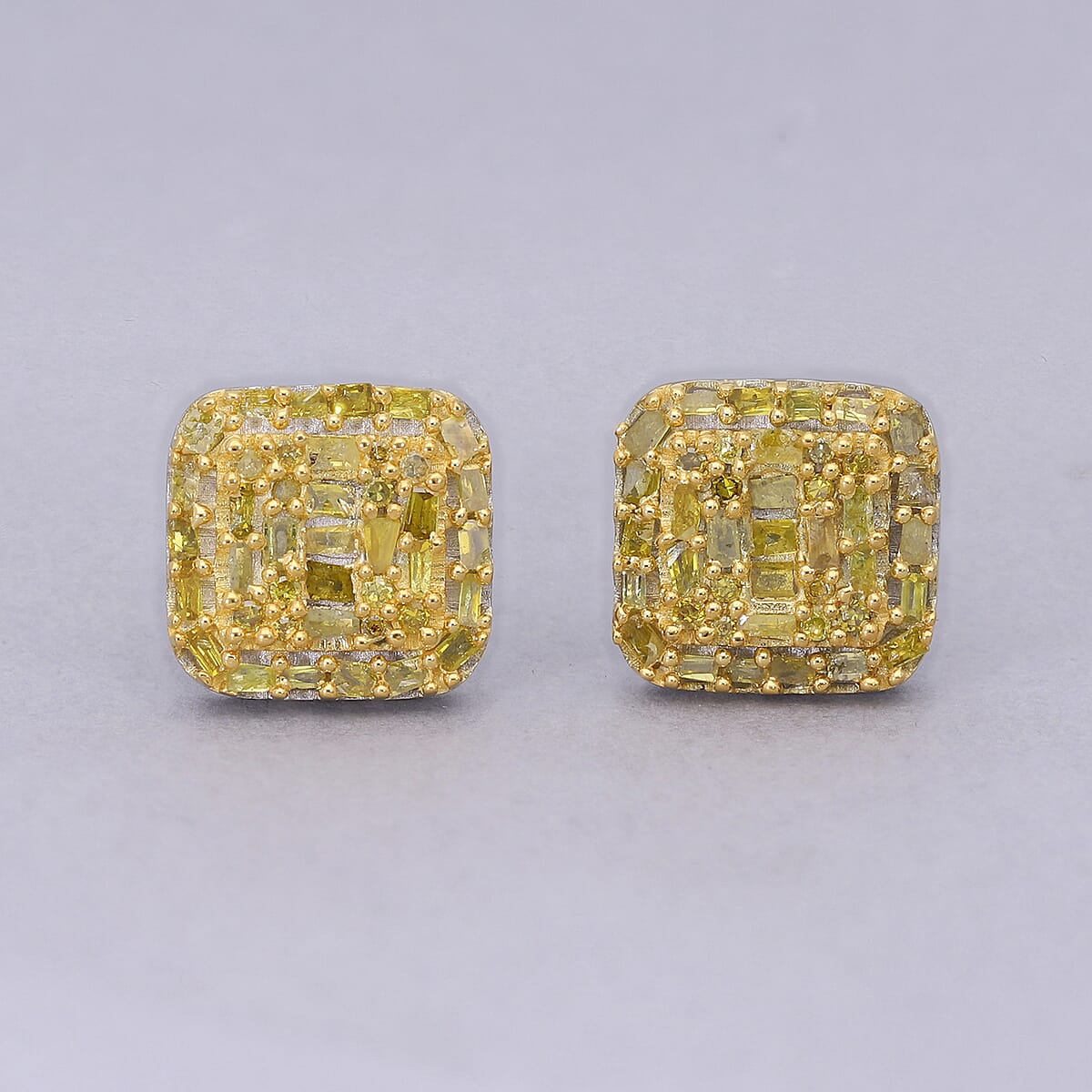 Yellow Diamond Stud Earrings in Rhodium and Platinum Over Sterling Silver 0.50 ctw image number 1