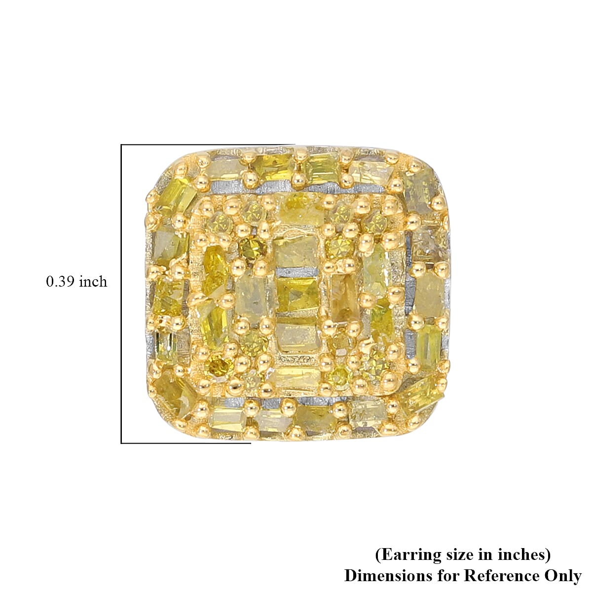 Yellow Diamond Stud Earrings in Rhodium and Platinum Over Sterling Silver 0.50 ctw image number 4