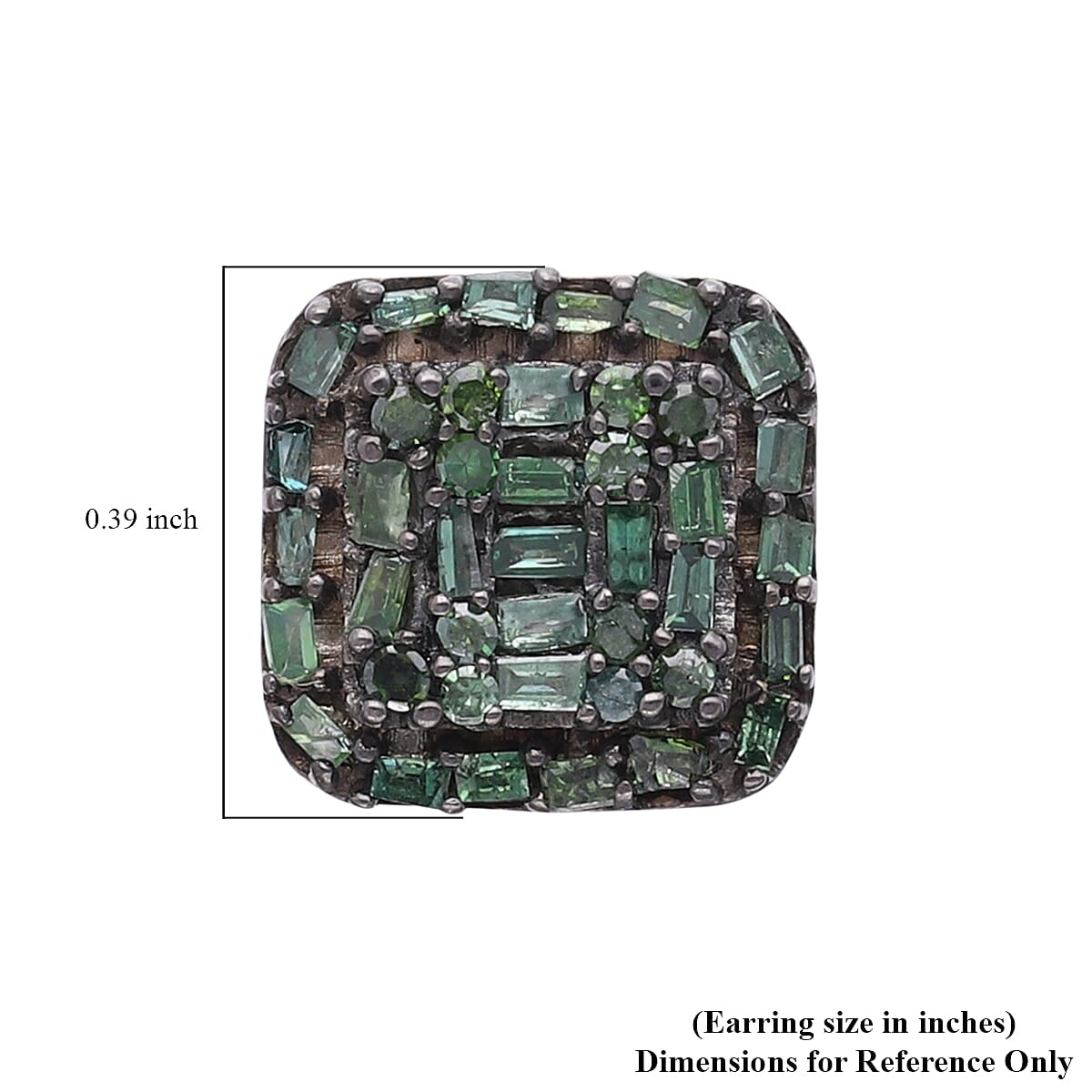 Green Diamond Stud Earrings in Rhodium and Platinum Over Sterling Silver 0.60 ctw image number 4