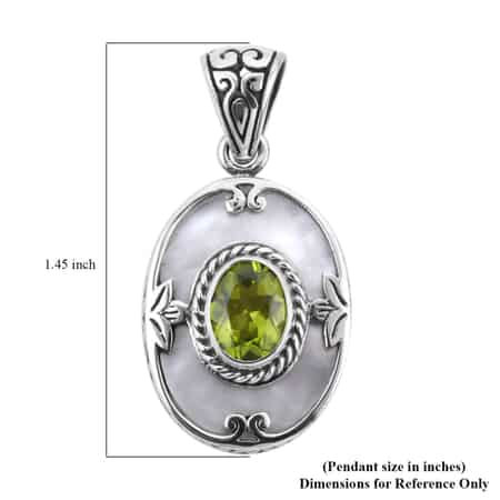Bali Legacy Arizona Peridot, Mother Of Pearl Pendant in Sterling Silver 3.25 ctw image number 5