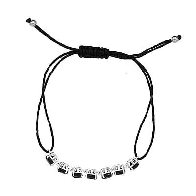 Thai Black Spinel Cord Bracelet in Sterling Silver (Adjustable) 8.10 ctw