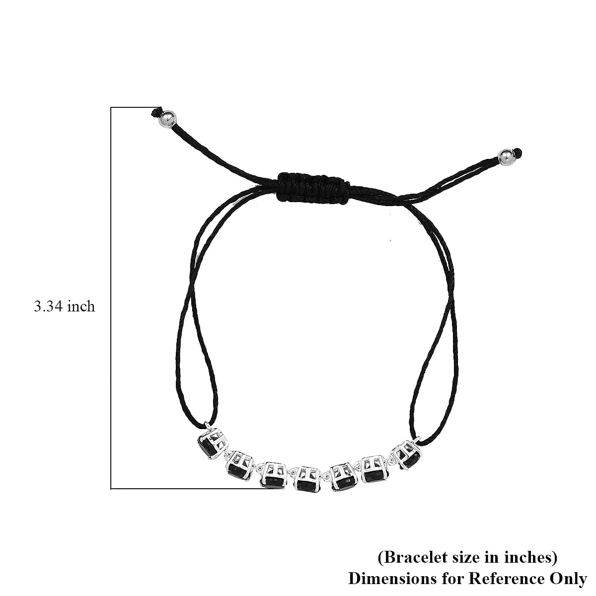 Thai Black Spinel Cord Bracelet in Sterling Silver (Adjustable) 8.10 ctw