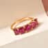 Asscher Cut Niassa Ruby 5 Stone Ring in Vermeil Yellow Gold Over Sterling Silver (Size 10.0) 2.75 ctw image number 1