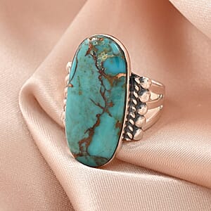 Santa Fe Style Mojave Turquoise Statement Ring in Sterling Silver (Size 7.0) 7.40 Grams 3.50 ctw