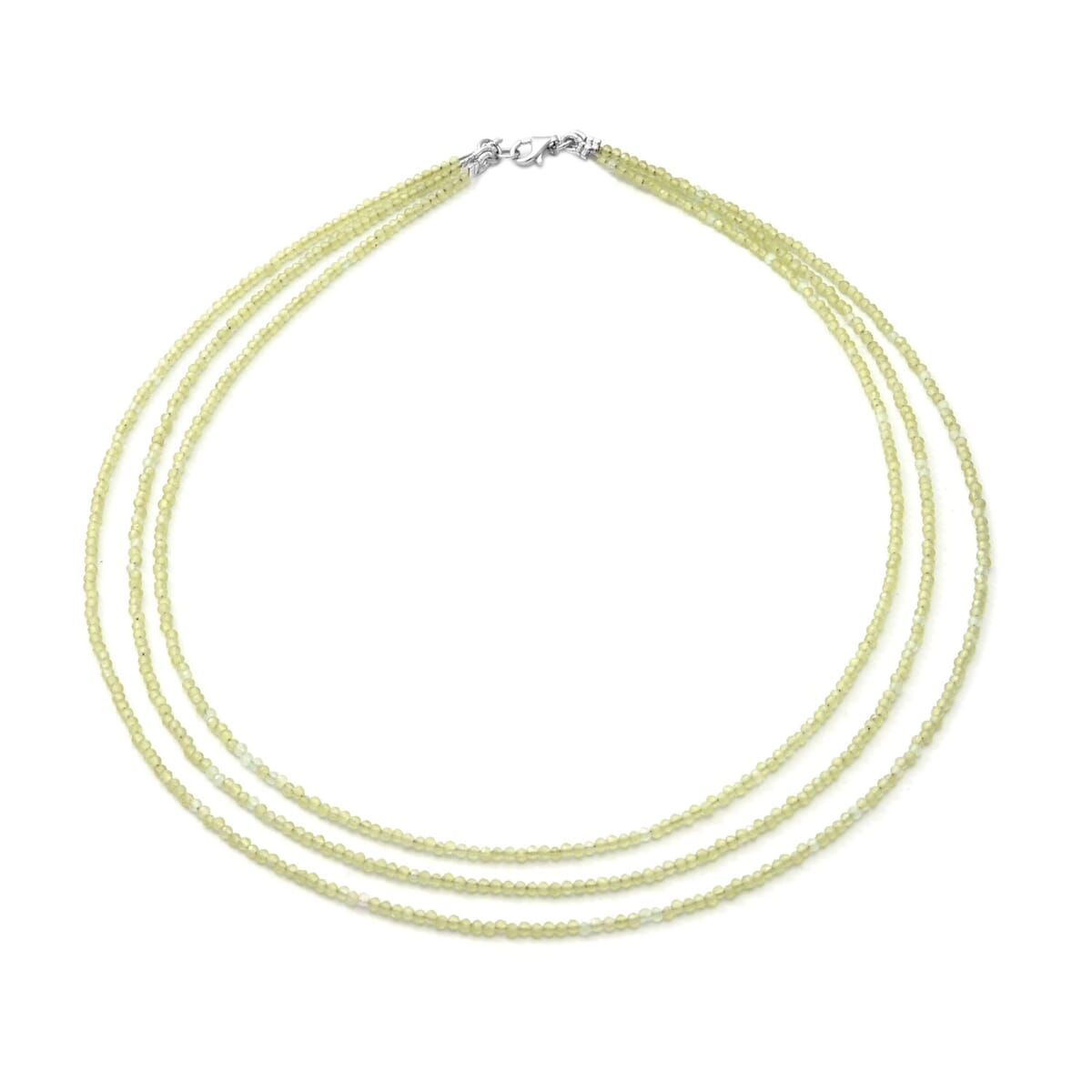 Peridot Bead Necklace, Layered Necklace For Women, Lobster Clasp in Sterling Silver  (18 Inches) 50.00 ctw image number 0