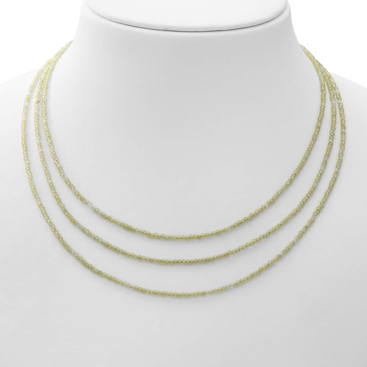 Peridot Bead Necklace, Layered Necklace For Women, Lobster Clasp in Sterling Silver  (18 Inches) 50.00 ctw image number 1