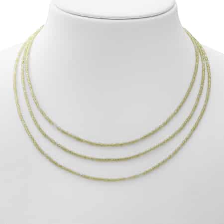 Peridot Bead Necklace, Layered Necklace For Women, Lobster Clasp in Sterling Silver  (18 Inches) 50.00 ctw image number 1