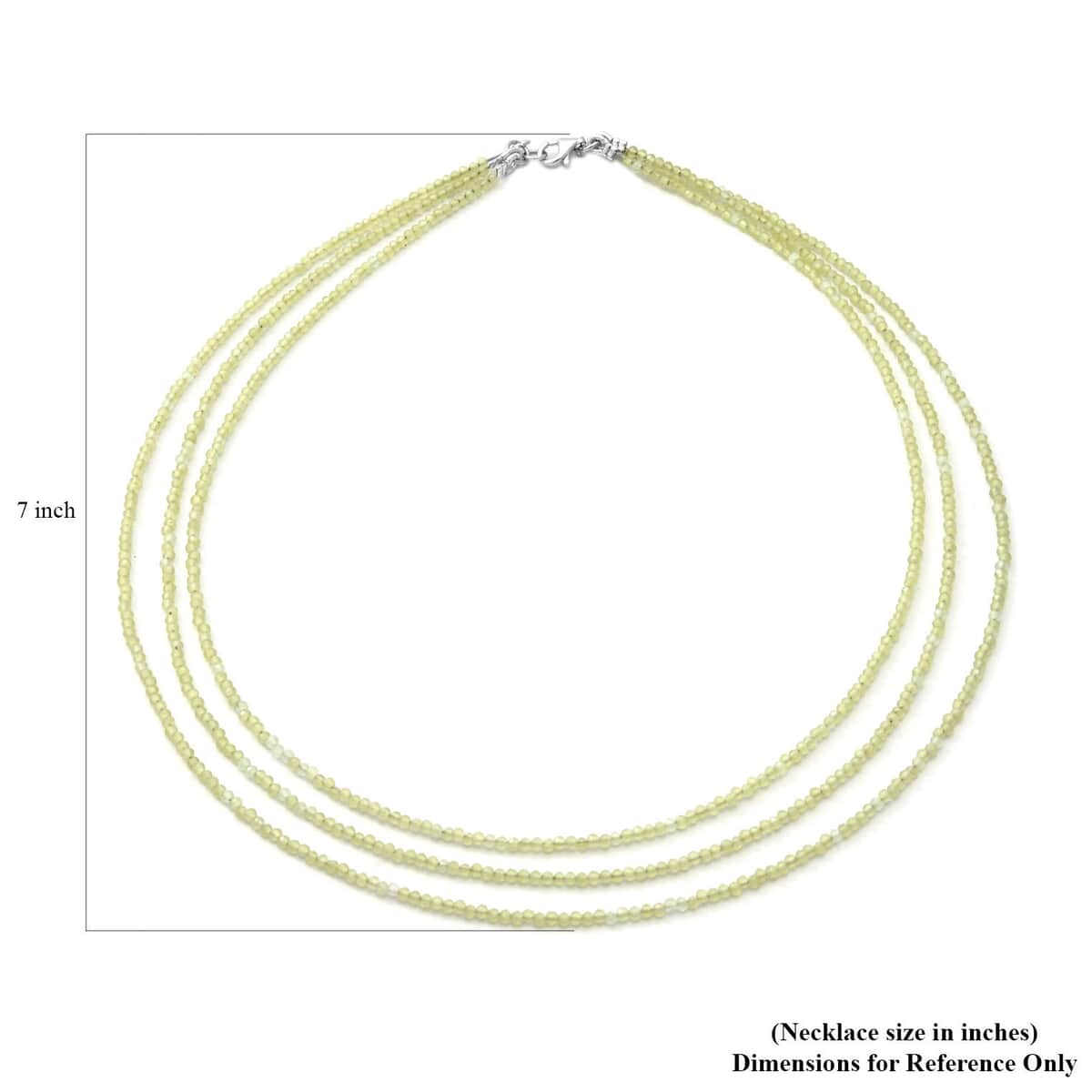 Peridot Bead Necklace, Layered Necklace For Women, Lobster Clasp in Sterling Silver  (18 Inches) 50.00 ctw image number 4
