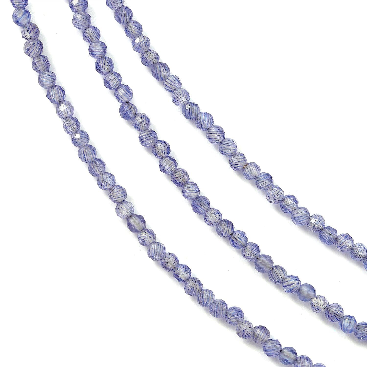Amethyst Three Row Beaded Necklace (18 Inches) with Lobster Lock in Sterling Silver 50.00 ctw