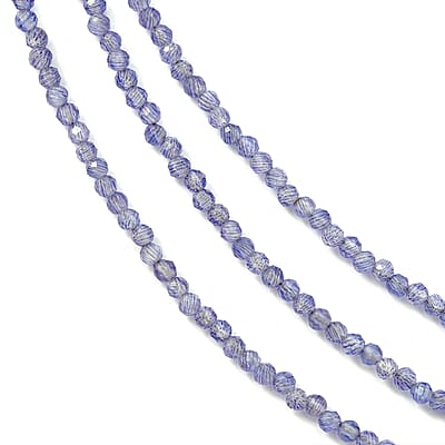 Amethyst Three Row Beaded Necklace (18 Inches) with Lobster Lock in Sterling Silver 50.00 ctw