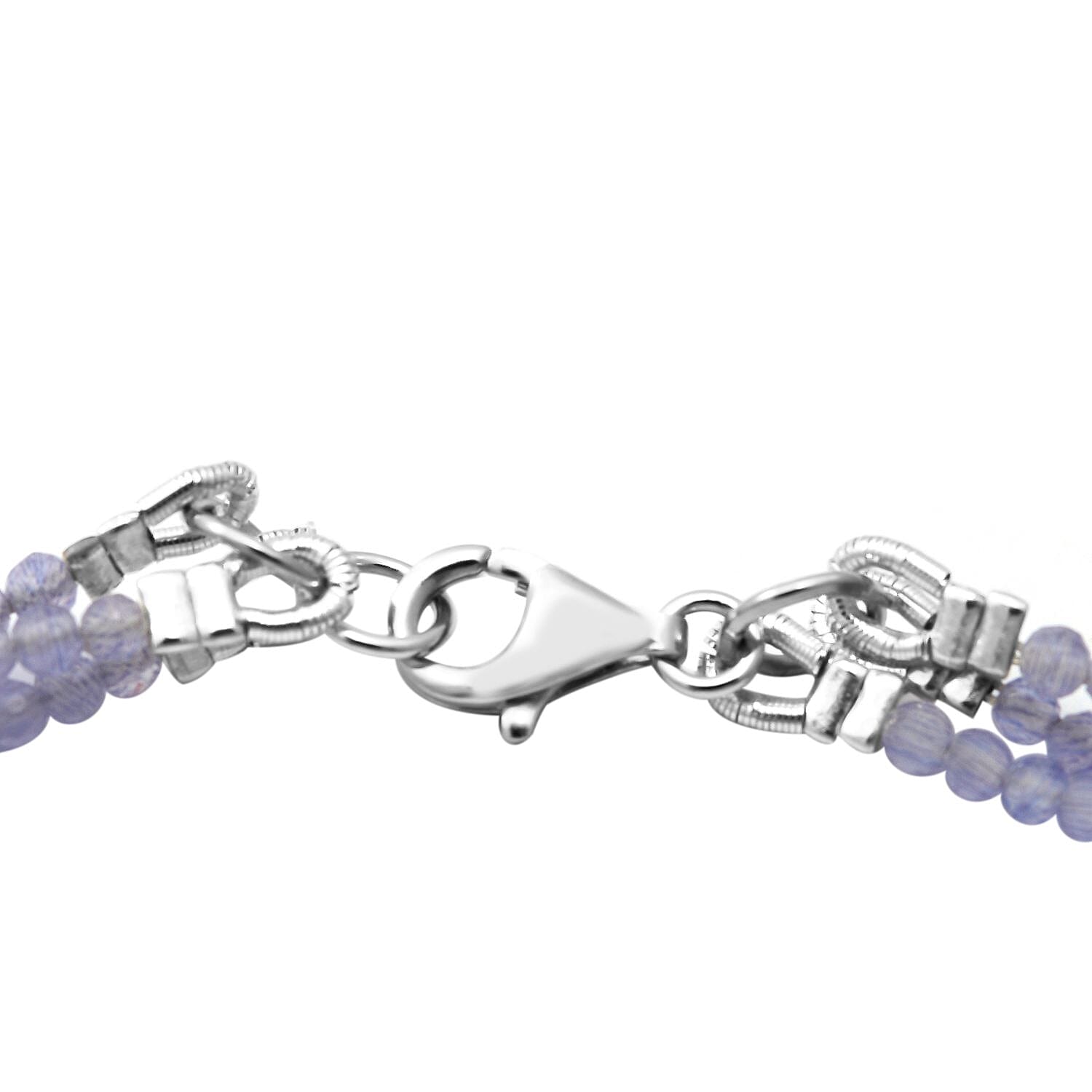 Amethyst Three Row Beaded Necklace (18 Inches) with Lobster Lock in Sterling Silver 50.00 ctw