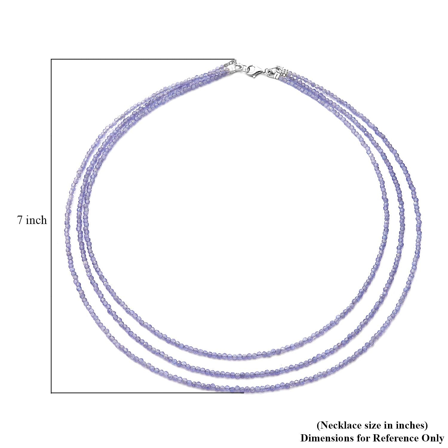 Amethyst Three Row Beaded Necklace (18 Inches) with Lobster Lock in Sterling Silver 50.00 ctw