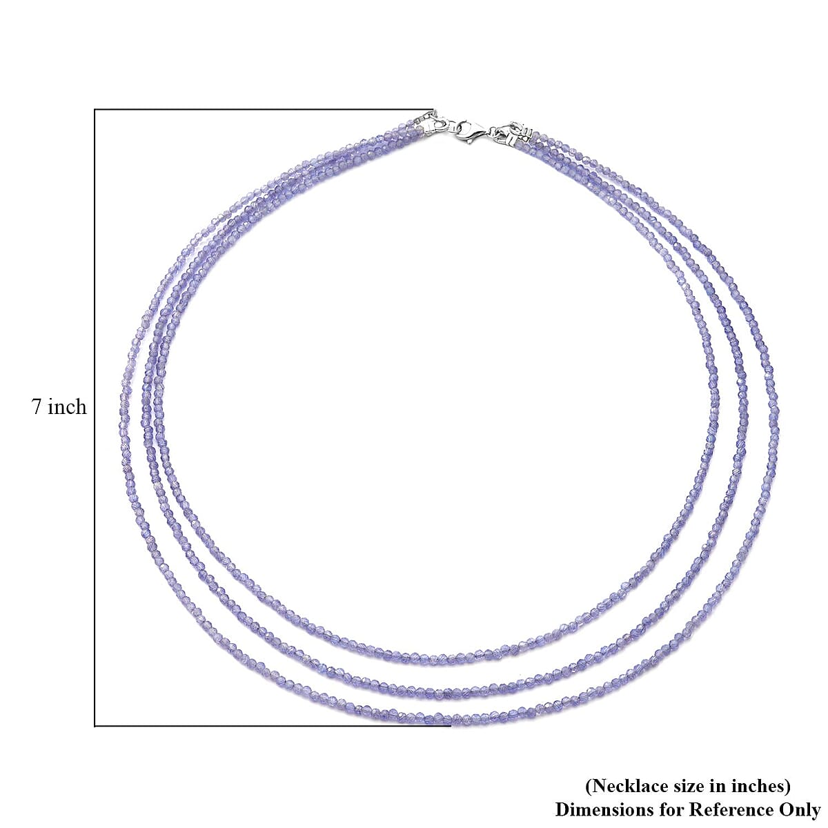 Amethyst Three Row Beaded Necklace (18 Inches) with Lobster Lock in Sterling Silver 50.00 ctw image number 4