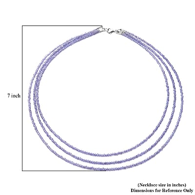 Amethyst Three Row Beaded Necklace (18 Inches) with Lobster Lock in Sterling Silver 50.00 ctw