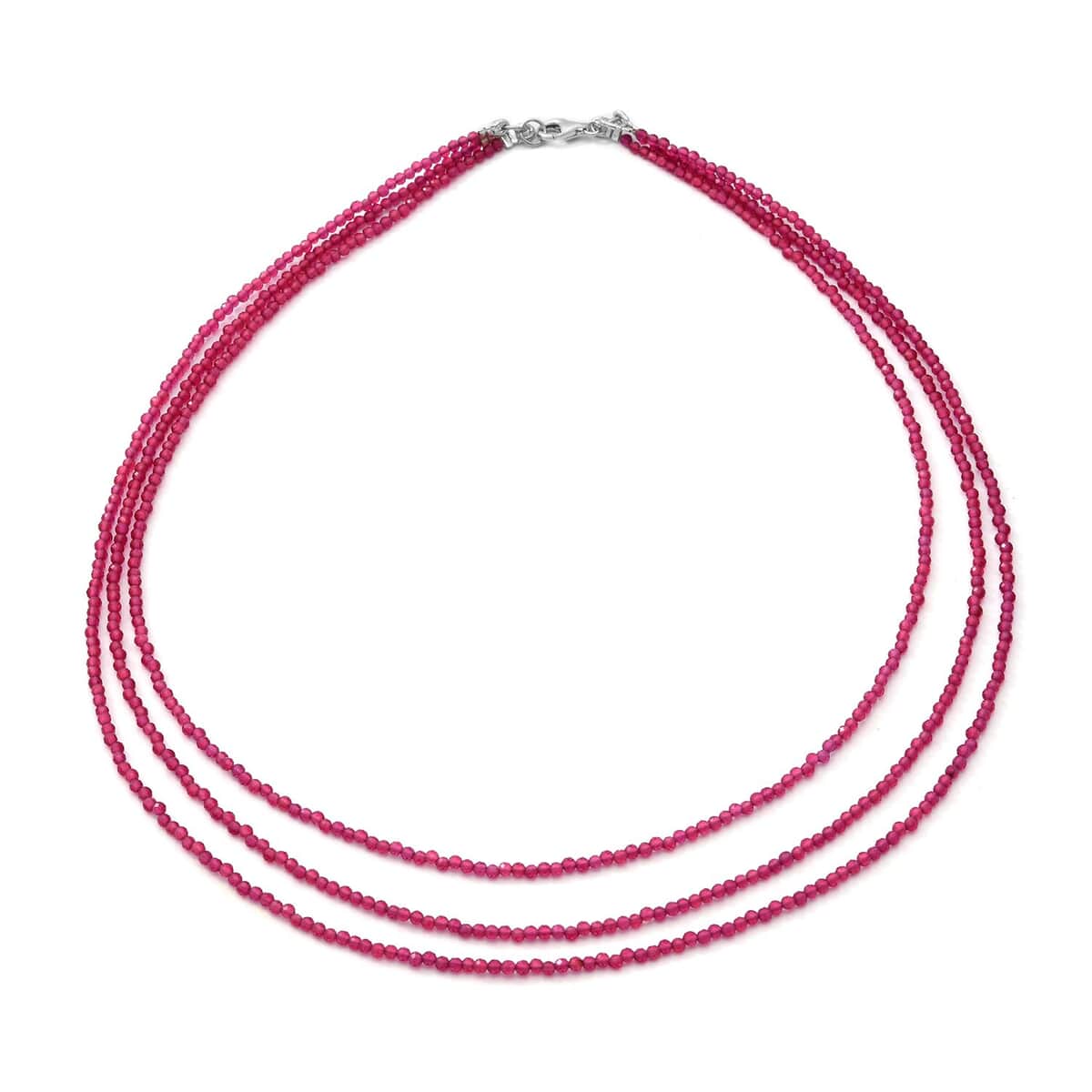 Orissa Rhodolite Garnet Bead Necklace| Layered Necklace For Women| Lobster Clasp in Sterling Silver  (18 Inches) 50.00 ctw image number 0