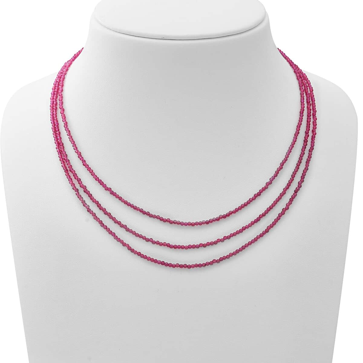 Orissa Rhodolite Garnet Bead Necklace| Layered Necklace For Women| Lobster Clasp in Sterling Silver  (18 Inches) 50.00 ctw image number 1