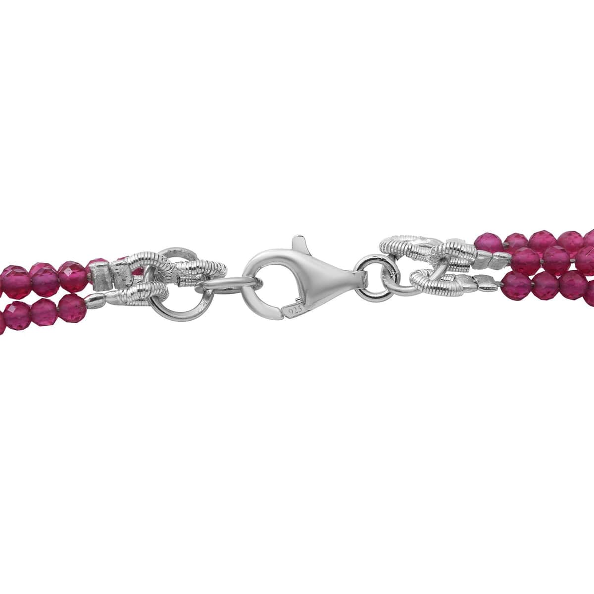 Orissa Rhodolite Garnet Bead Necklace| Layered Necklace For Women| Lobster Clasp in Sterling Silver  (18 Inches) 50.00 ctw image number 3