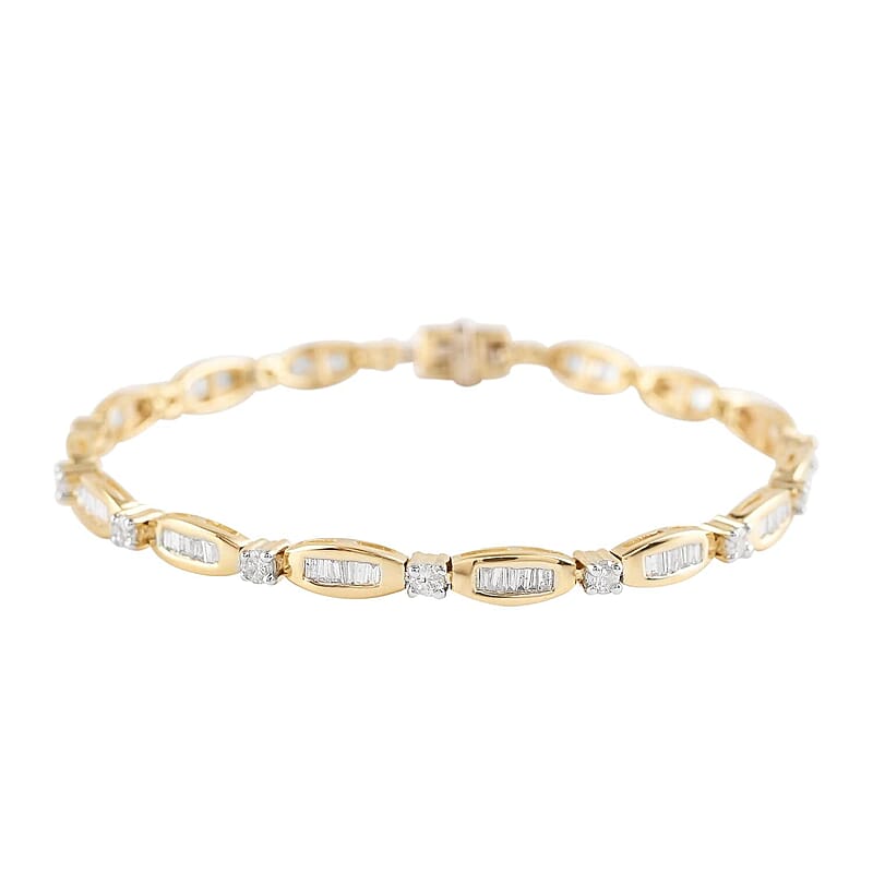 14K Yellow Gold G-H SI-I1 Diamond Tennis Bracelet (7.00 In) 9.25 Grams 2.00 ctw