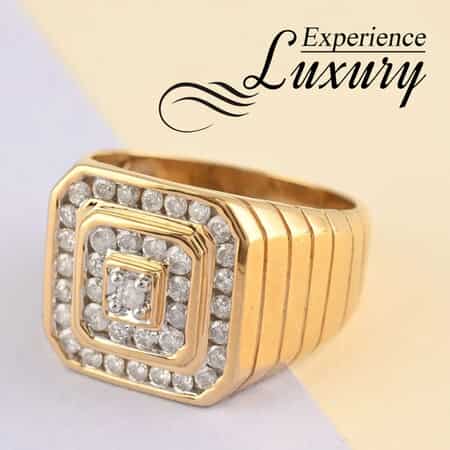 Diamond Men's Ring in 14K YG Over Sterling Silver, Diamond Ring, Engagement Rings For Men (Size 10.0) 1.00 ctw image number 1