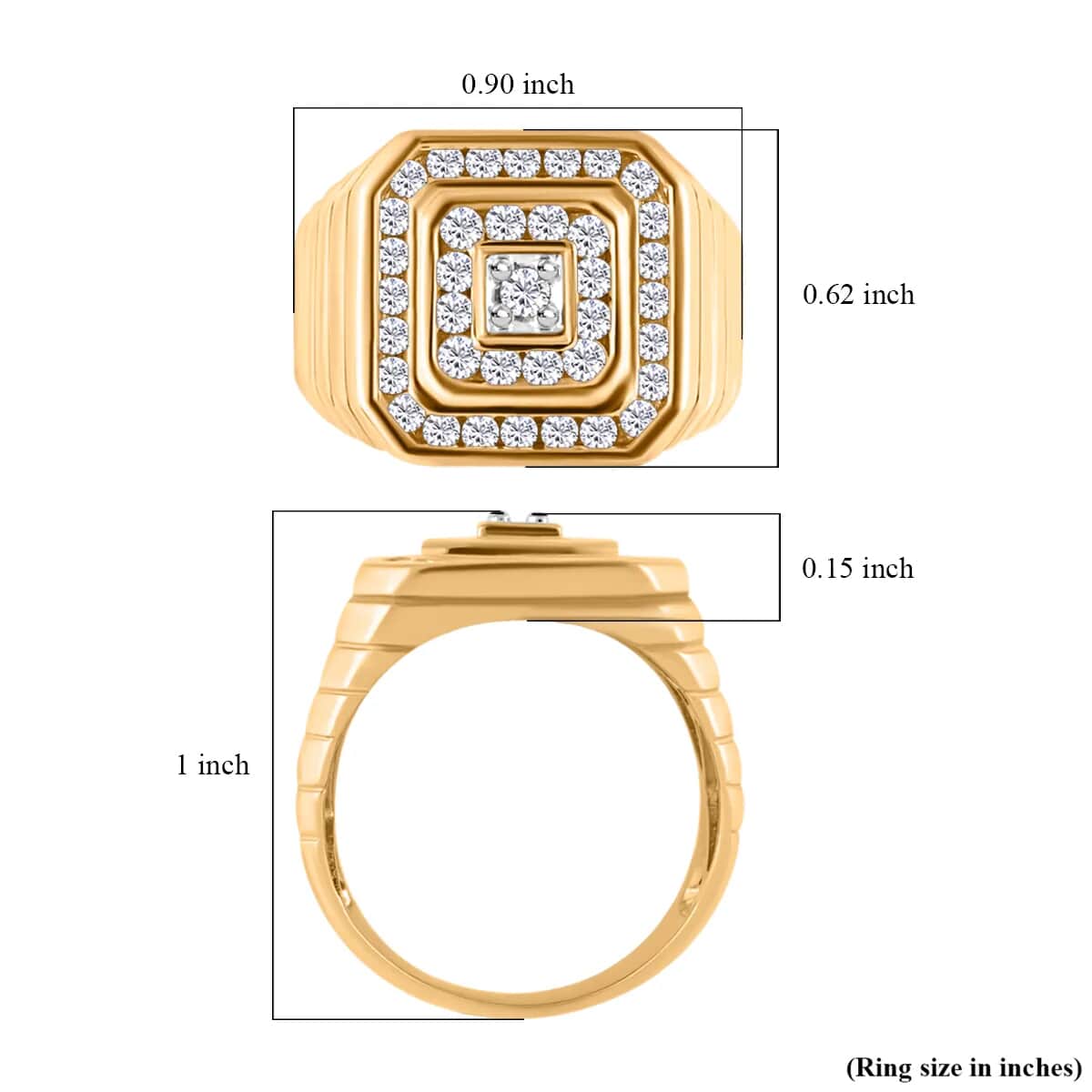 Diamond Men's Ring in 14K YG Over Sterling Silver, Diamond Ring, Engagement Rings For Men (Size 10.0) 1.00 ctw image number 6